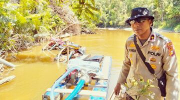 Polres dan Polsek Kampar Tertibkan PETI Emas Ilegal, Sita 7 Unit Rakit